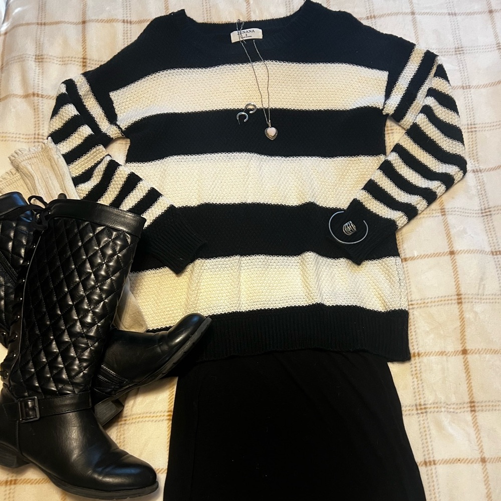 Black and White striped Sweater